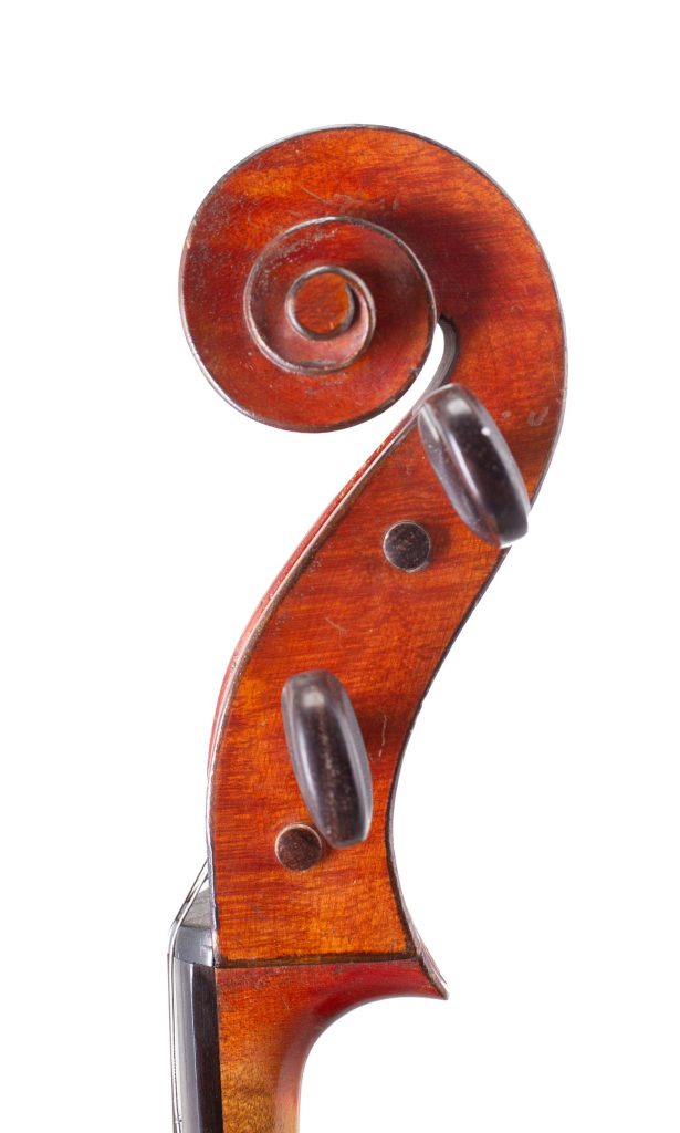 Cello, Workshop of Jérôme Thibouville-Lamy, Mirecourt, circa 1900 — scroll