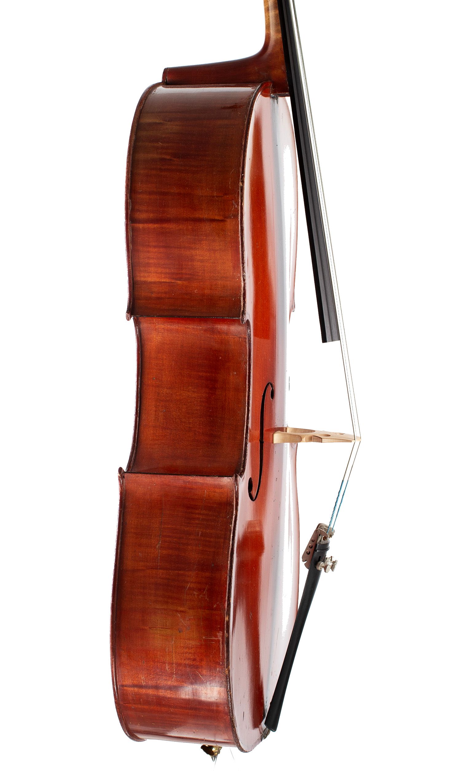 Cello, Workshop of Jérôme Thibouville-Lamy, Mirecourt, circa 1900 — angled view, 80°