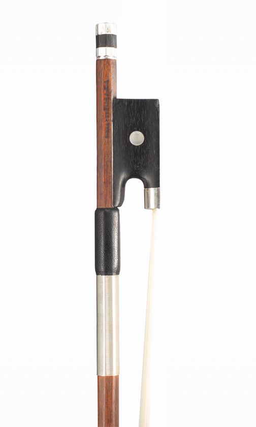 A silver-mounted violin bow by Victor Fetique, Paris, circa 1920 — frog detail
