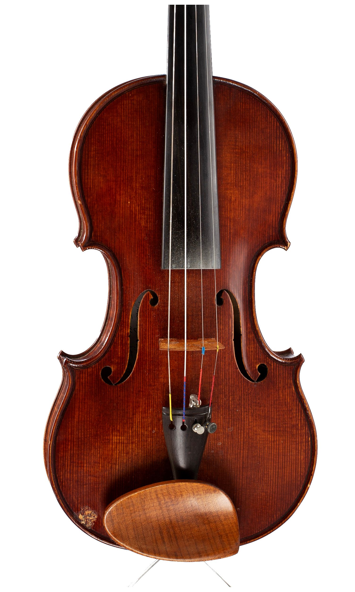 A violin by Julian Emery, Aberystwyth, 1986 — angled view, 10°