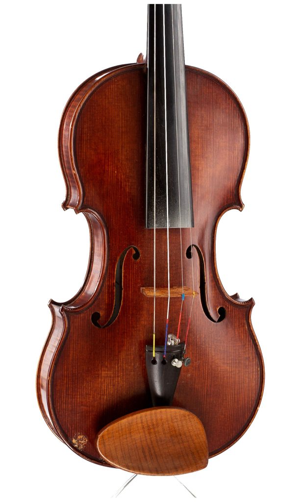 A violin by Julian Emery, Aberystwyth, 1986 — angled view, 20°