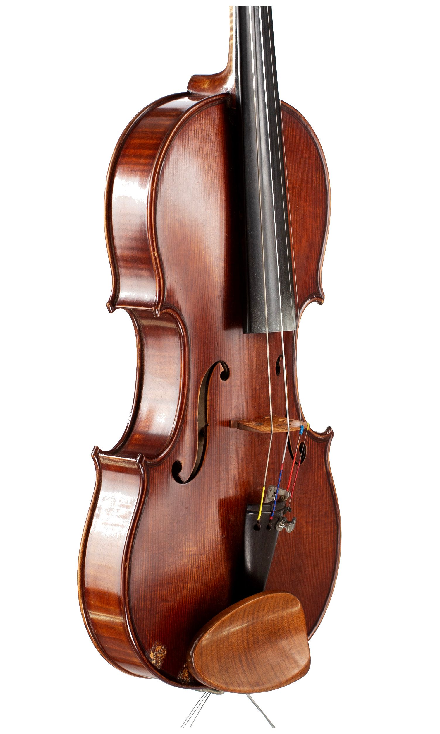 A violin by Julian Emery, Aberystwyth, 1986 — angled view, 50°