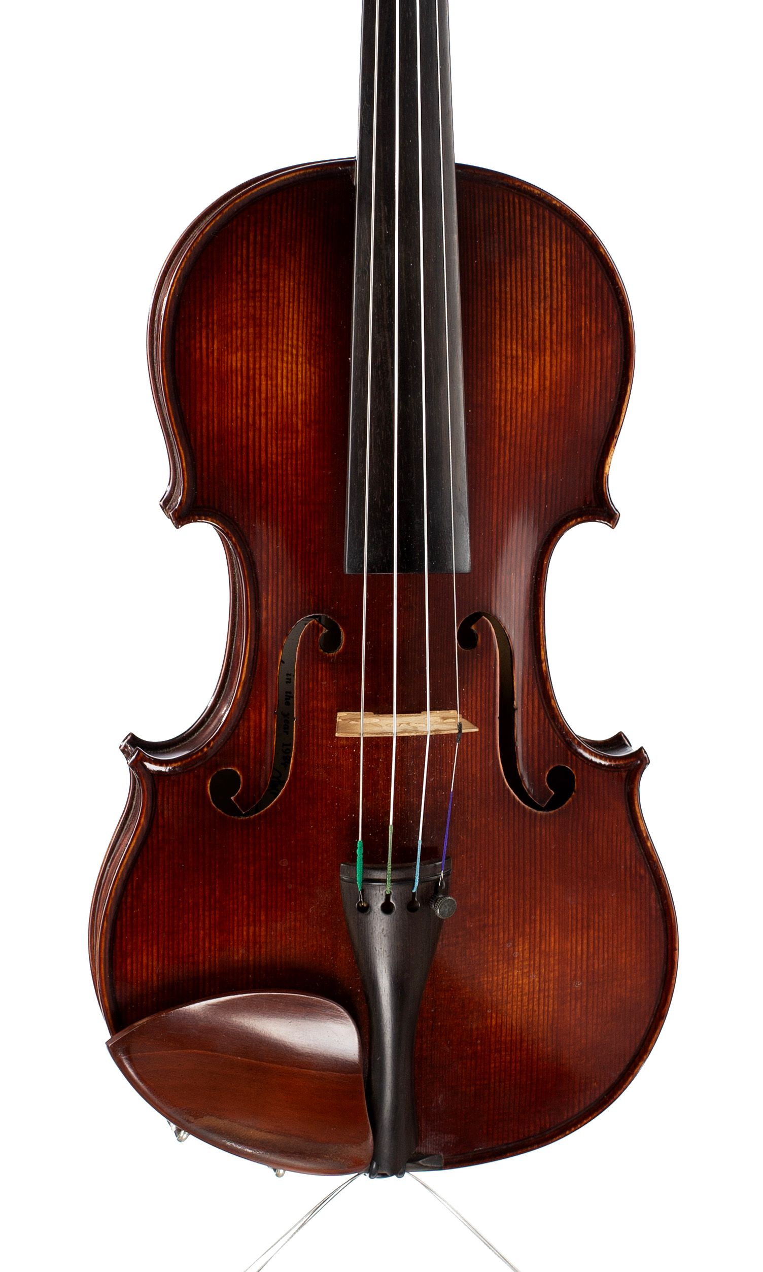 A violin by Julian Emery, 1984 — angled view, 10°