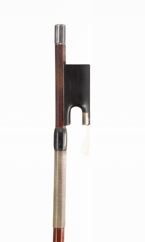 A silver-mounted viola bow by Victor Thomassin, London — frog detail