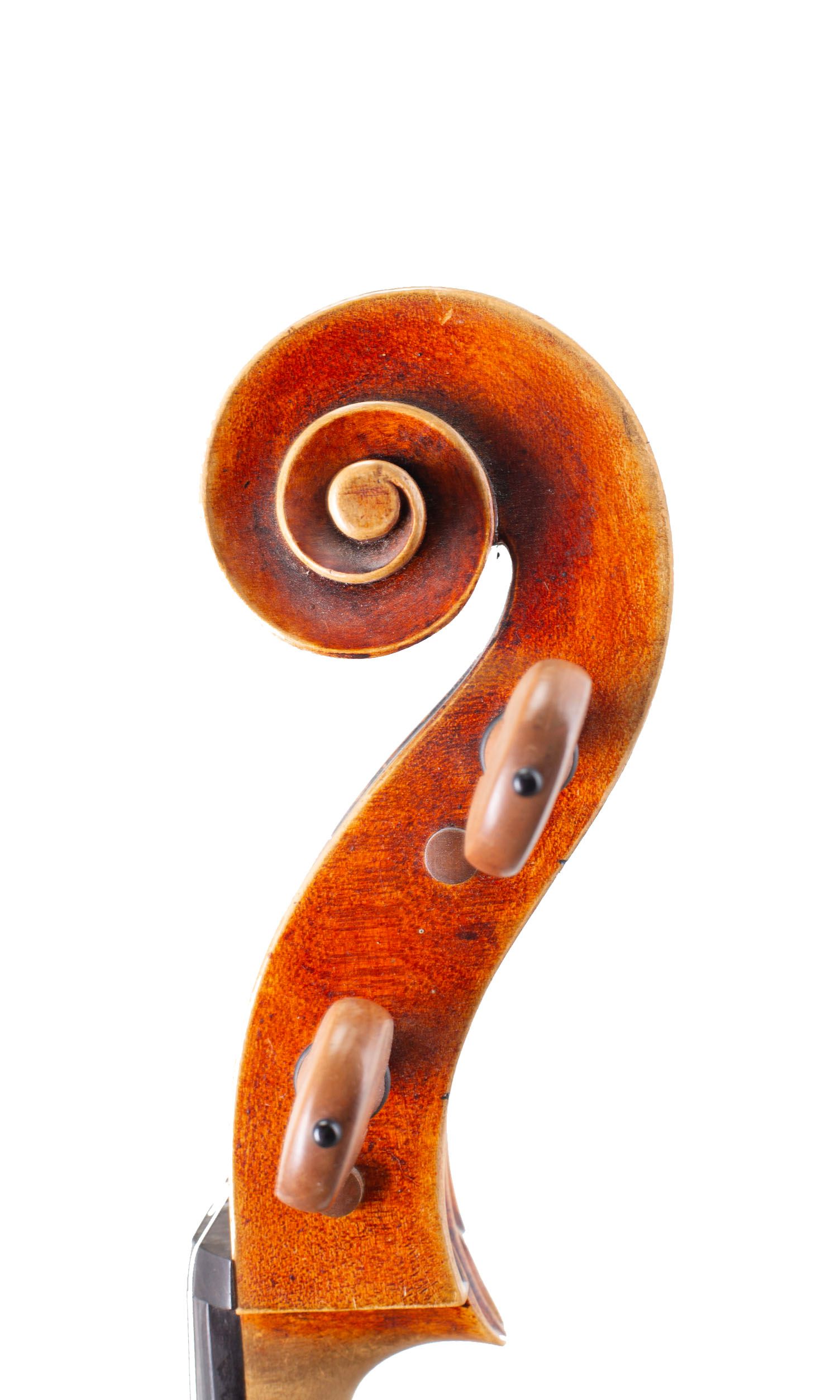 Cello by Barry Taylor, Britain, circa 1980 — scroll