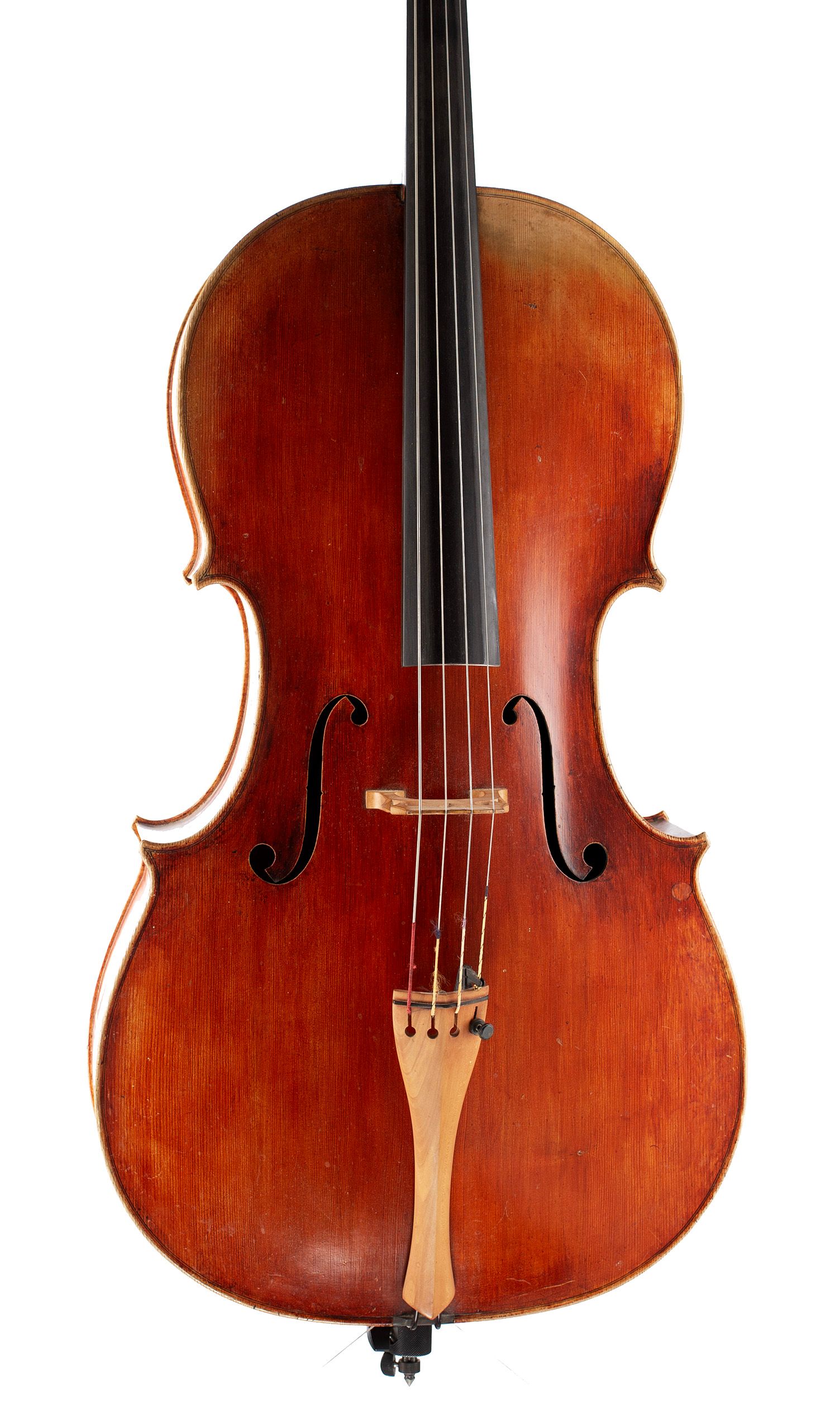 Cello by Barry Taylor, Britain, circa 1980 — angled view, 10°