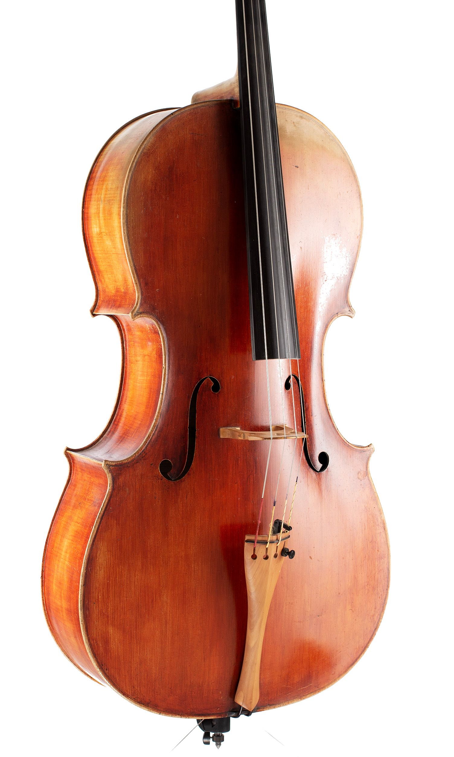 Cello by Barry Taylor, Britain, circa 1980 — angled view, 30°