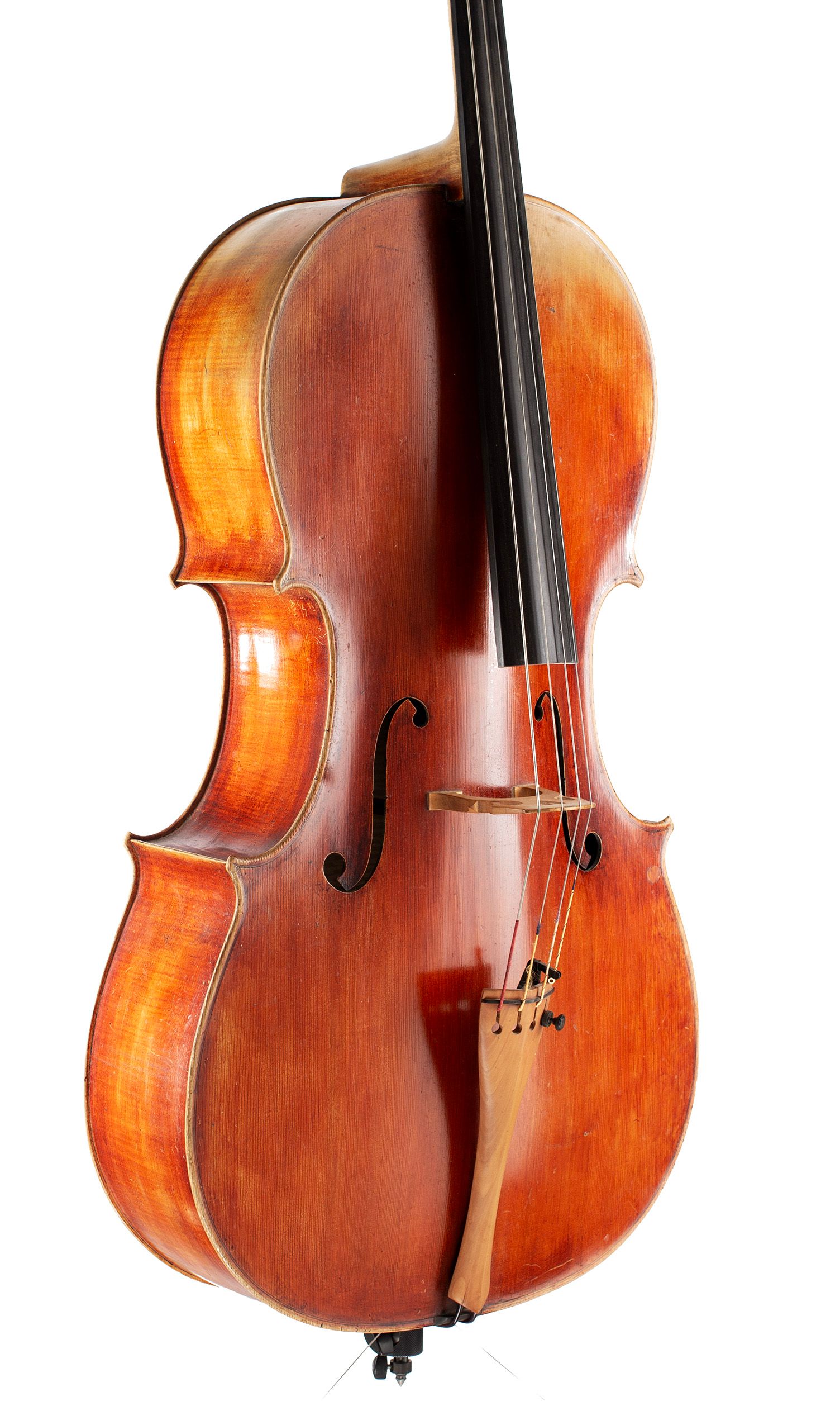 Cello by Barry Taylor, Britain, circa 1980 — angled view, 40°