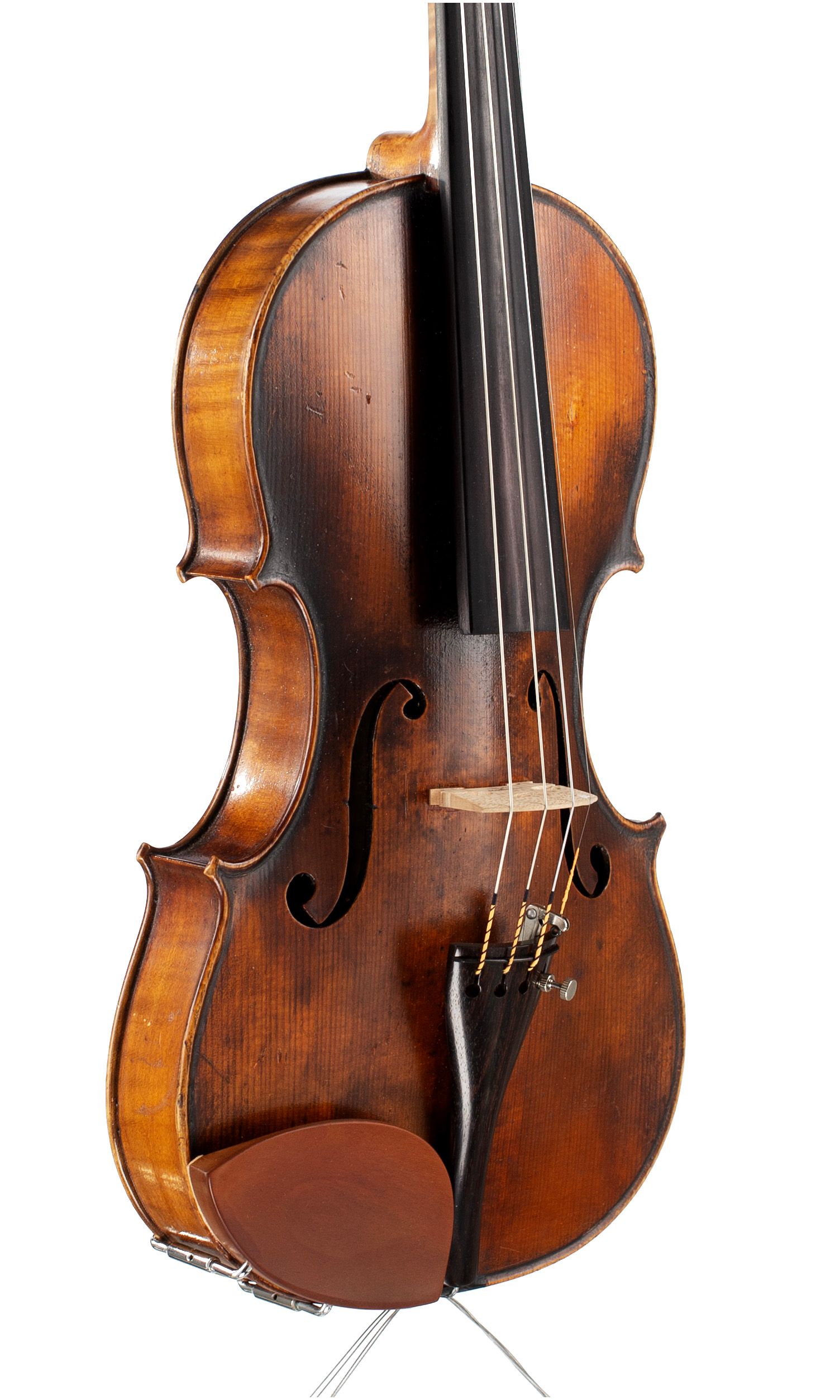 Violin by George Hudson, Skegness, 1904 — angled view, 40°