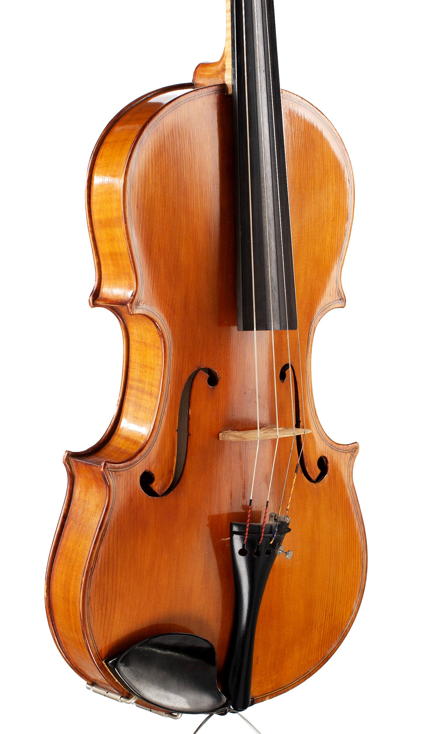 A viola by Giuseppe Nupieri, Rome, 1980 — angled view, 40°