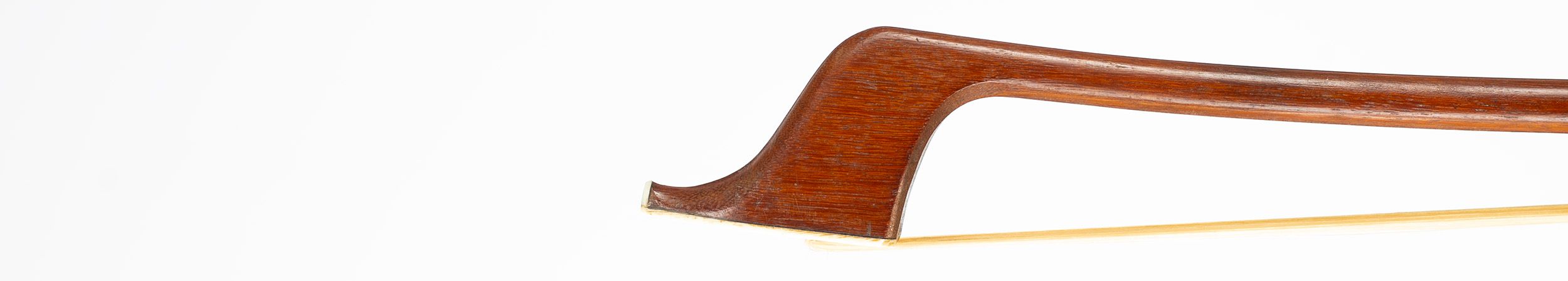 A nickel-mounted double bass bow by Roger Lotte, France — head