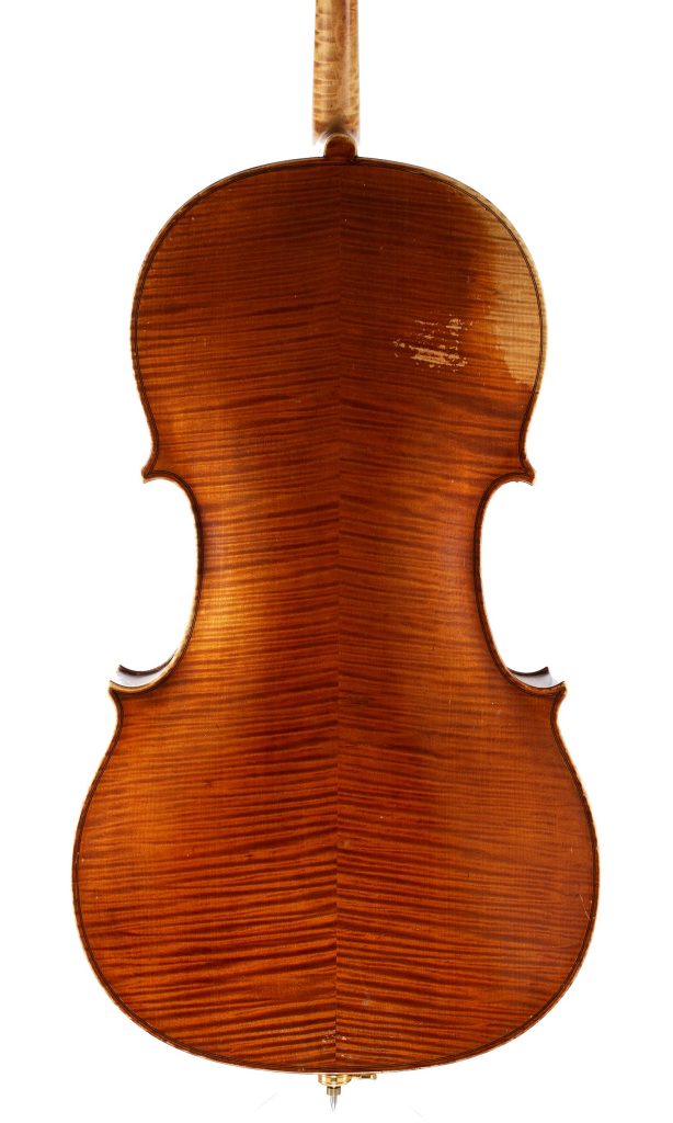 Cello by James W. Briggs, Glasgow, 1924 Over 100 years old — back