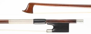 A silver-mounted violin bow by James Tubbs, London, circa 1890 — head and frog