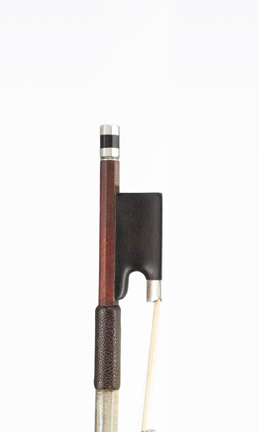 A silver-mounted viola bow by H. R. Pfretzschner, Germany, circa 1920 — frog detail
