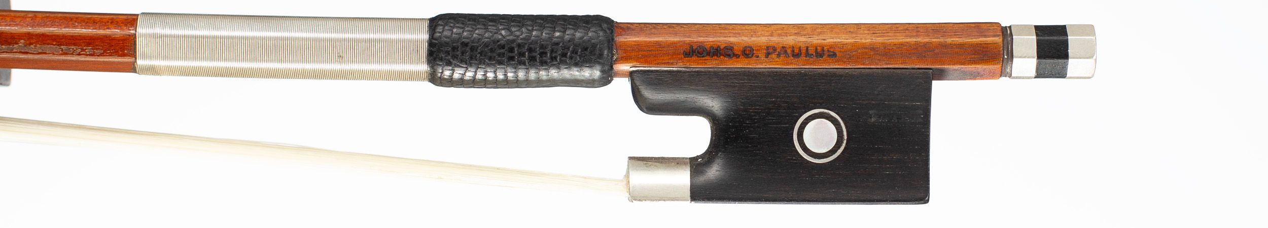A silver-mounted viola bow by Johs O. Paulus, Germany — frog