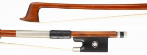 A silver-mounted viola bow by Johs O. Paulus, Germany — head and frog