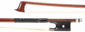 A silver-mounted violin bow by Otto Hoyer, Markneukirchen, circa 1920 — head and frog