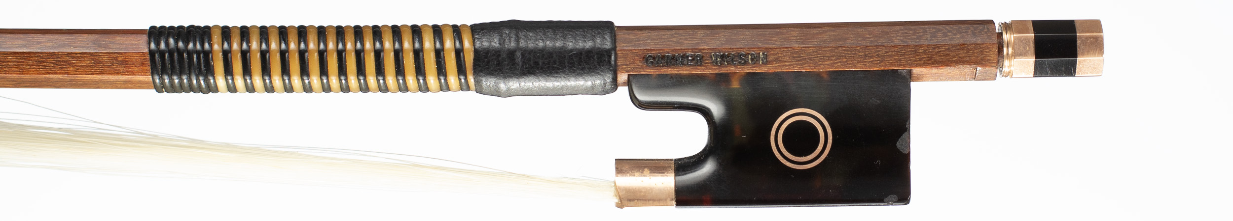 A gold and tortoiseshell-mounted viola bow by Garner Wilson, England — frog