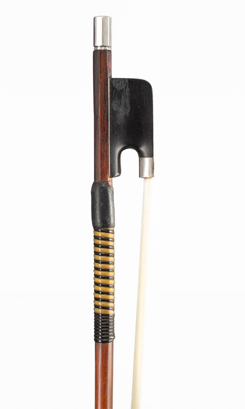 A silver-mounted viola bow by Victor Thomassin, London, circa 1920 — frog detail