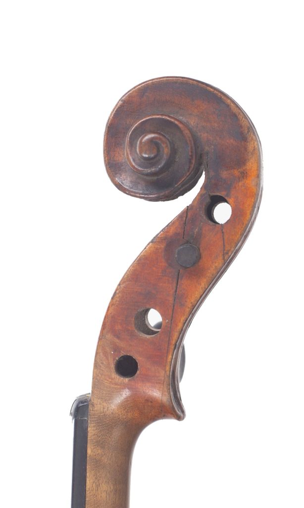 Violin by John Lott, London, circa 1845 — scroll