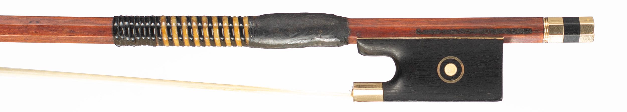 A gold-mounted violin bow by C. Hans Karl Schmidt, Dresden — frog