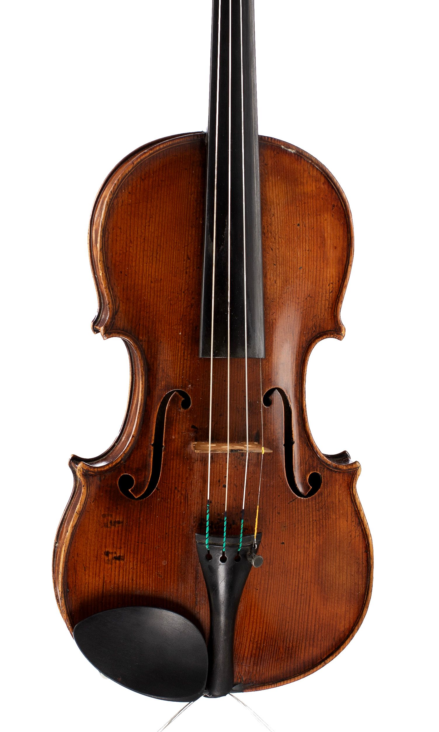 Violin by Ambroise De Comble, Tournay, circa 1760 — angled view, 10°
