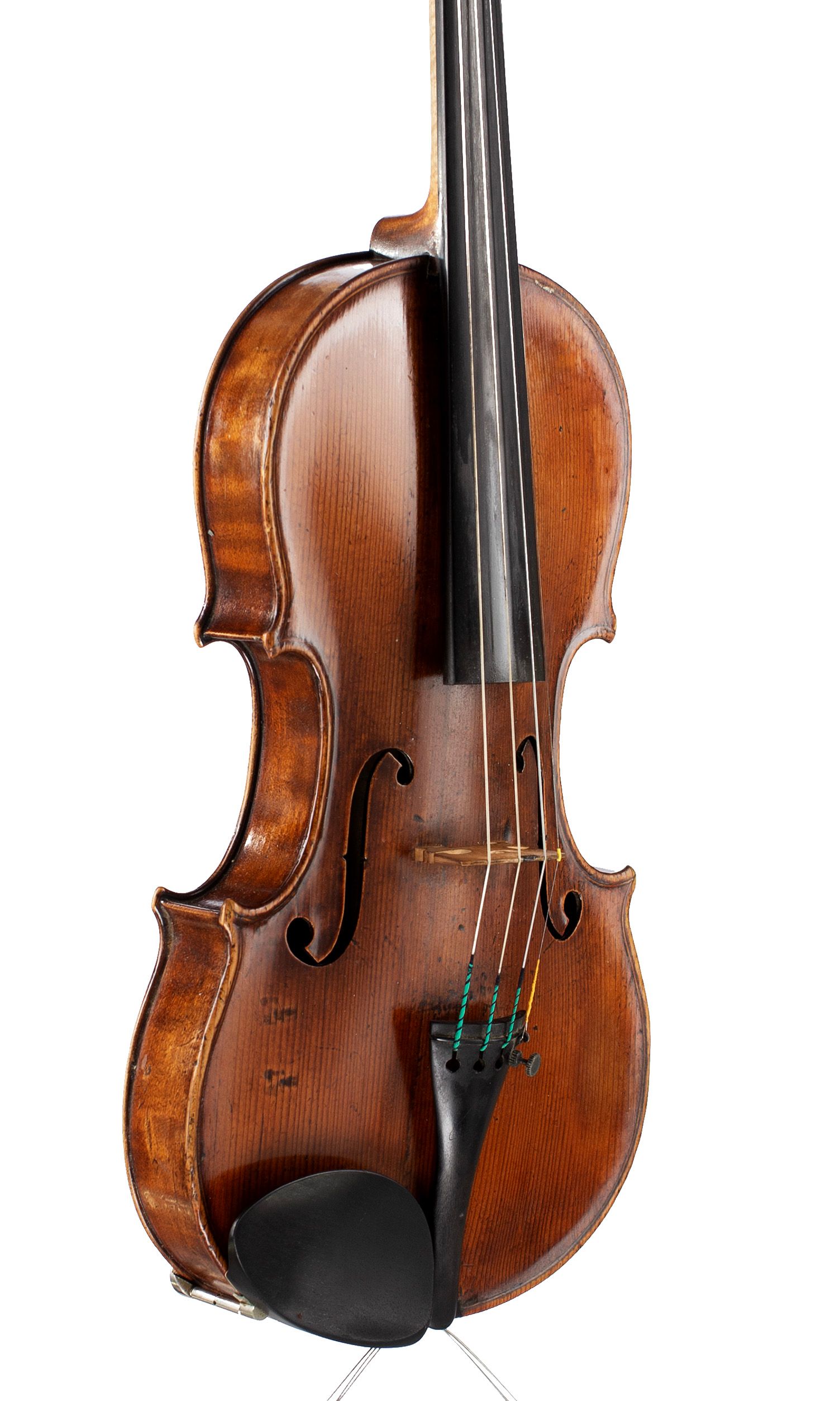 Violin by Ambroise De Comble, Tournay, circa 1760 — angled view, 40°