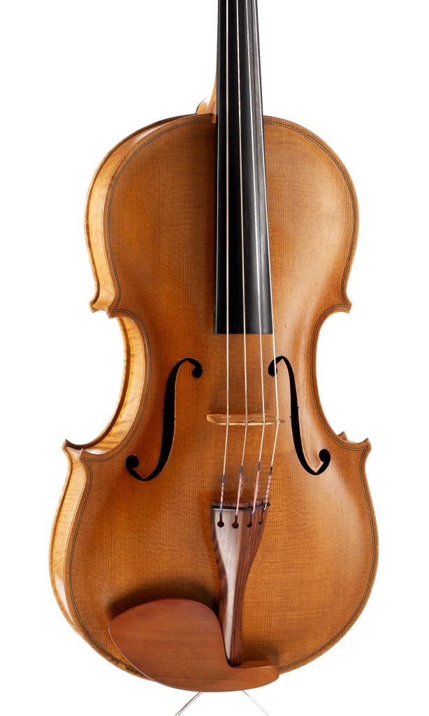 A viola by Ernest S. Nunn, Essex, 1952 — angled view, 20°