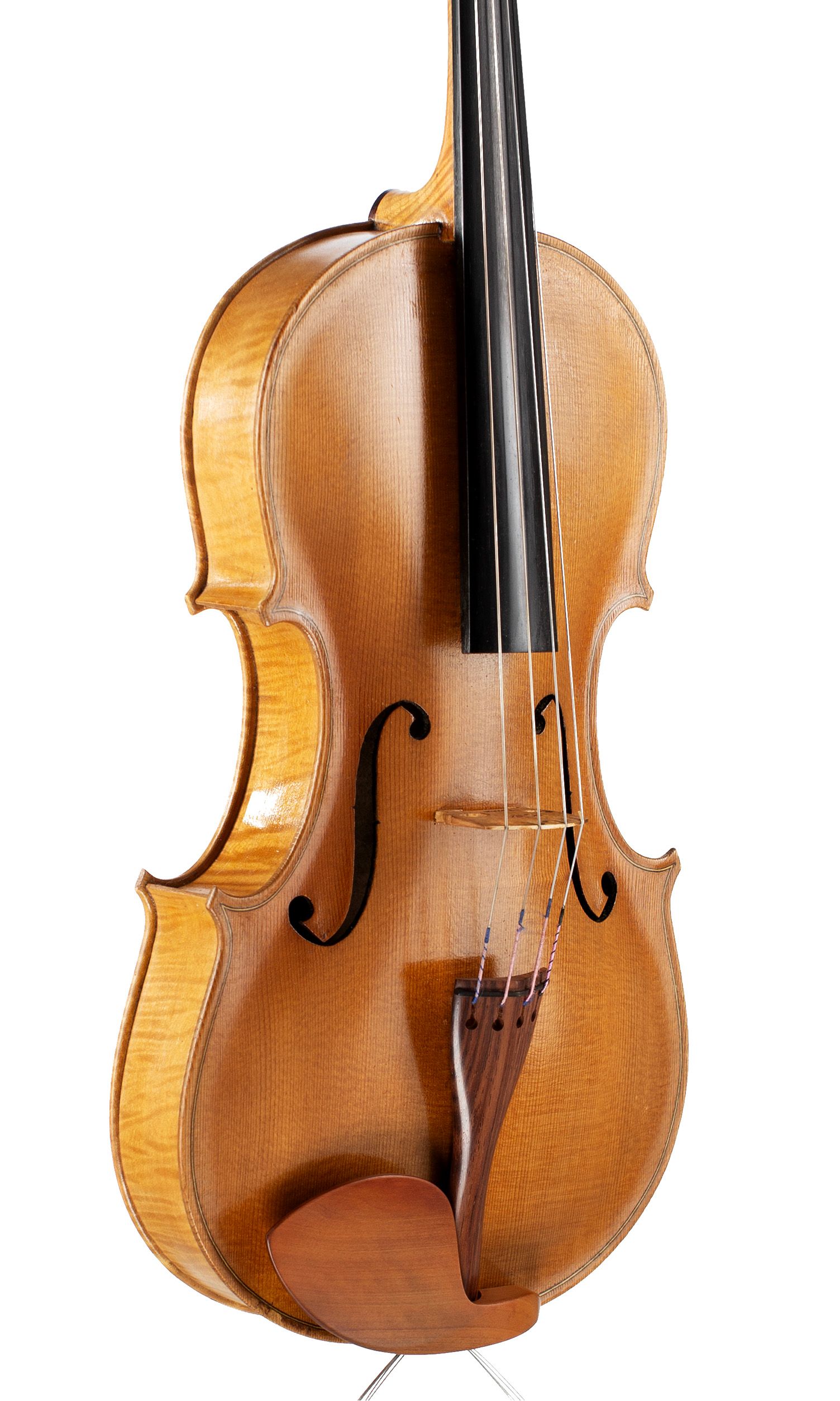 A viola by Ernest S. Nunn, Essex, 1952 — angled view, 40°