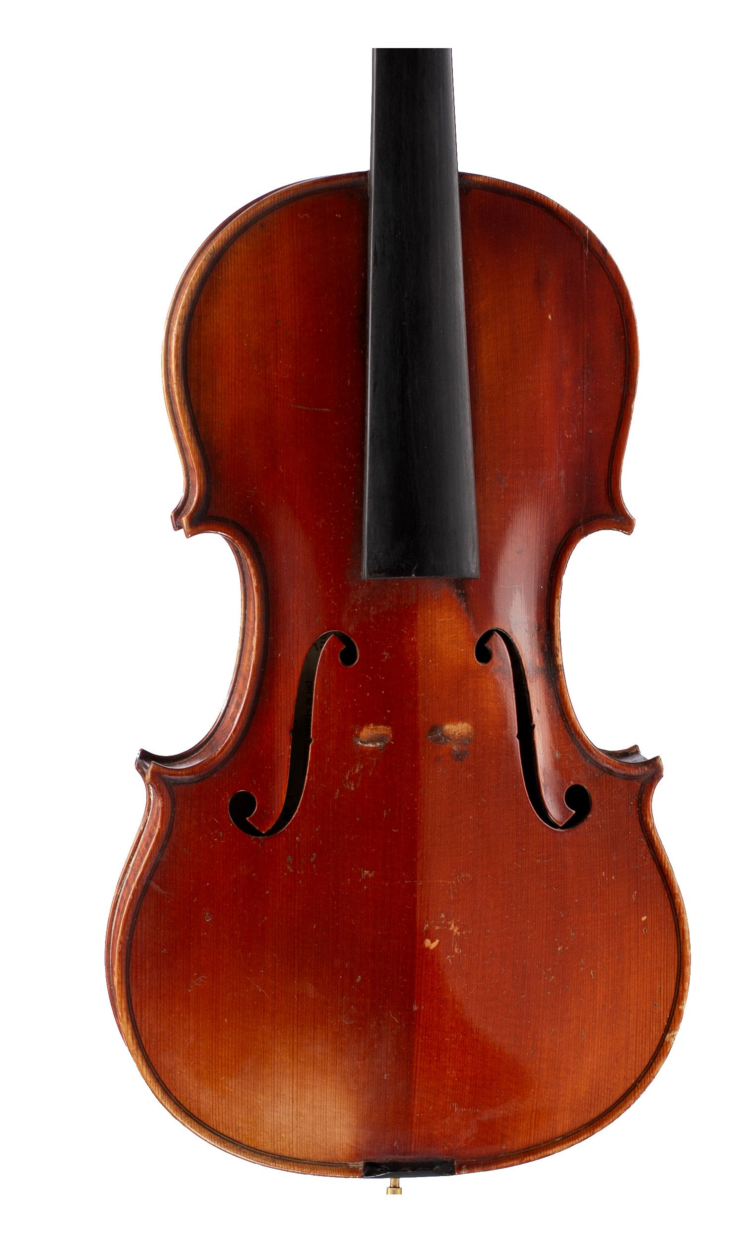 Violin, Workshop of Amedee Dieudonne, Mirecourt, 1930 — angled view, 10°