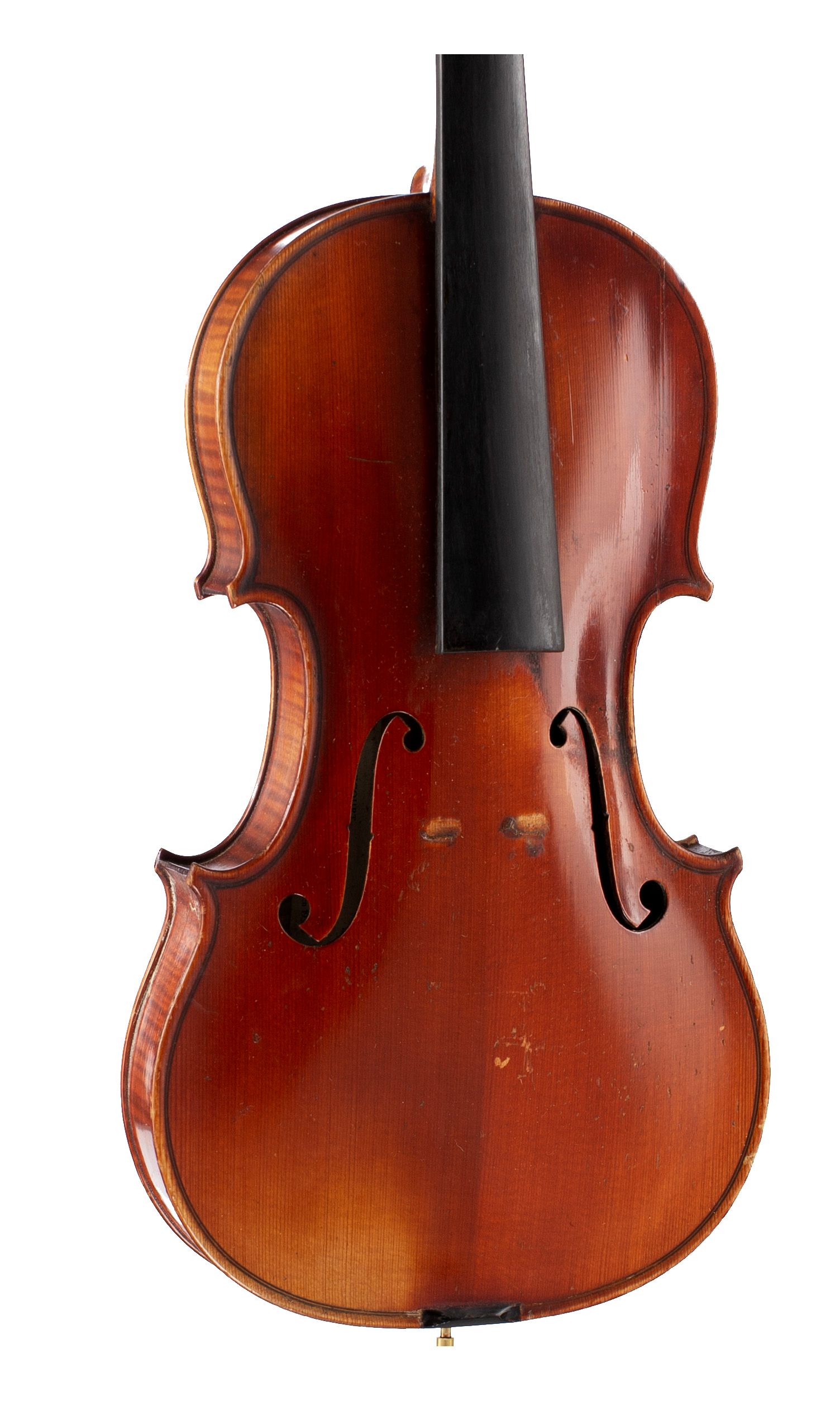 Violin, Workshop of Amedee Dieudonne, Mirecourt, 1930 — angled view, 20°