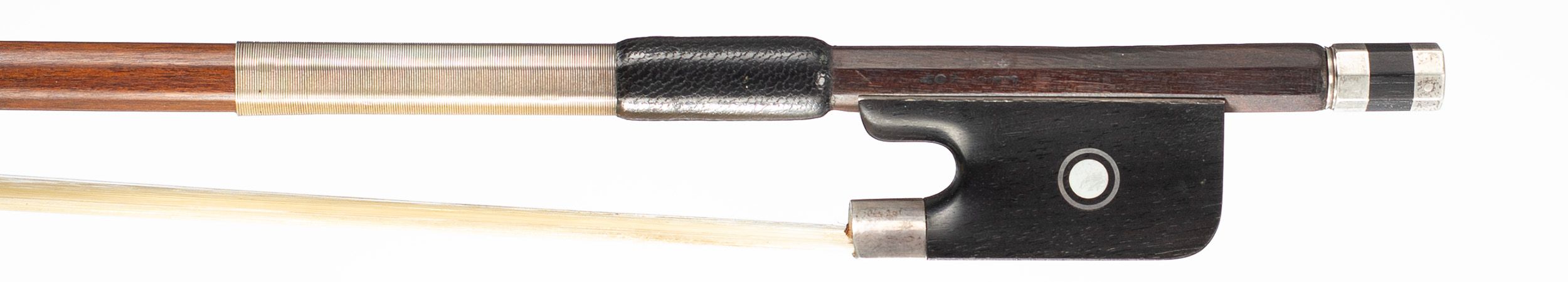 A silver-mounted viola bow by Louis Morizot, France — frog