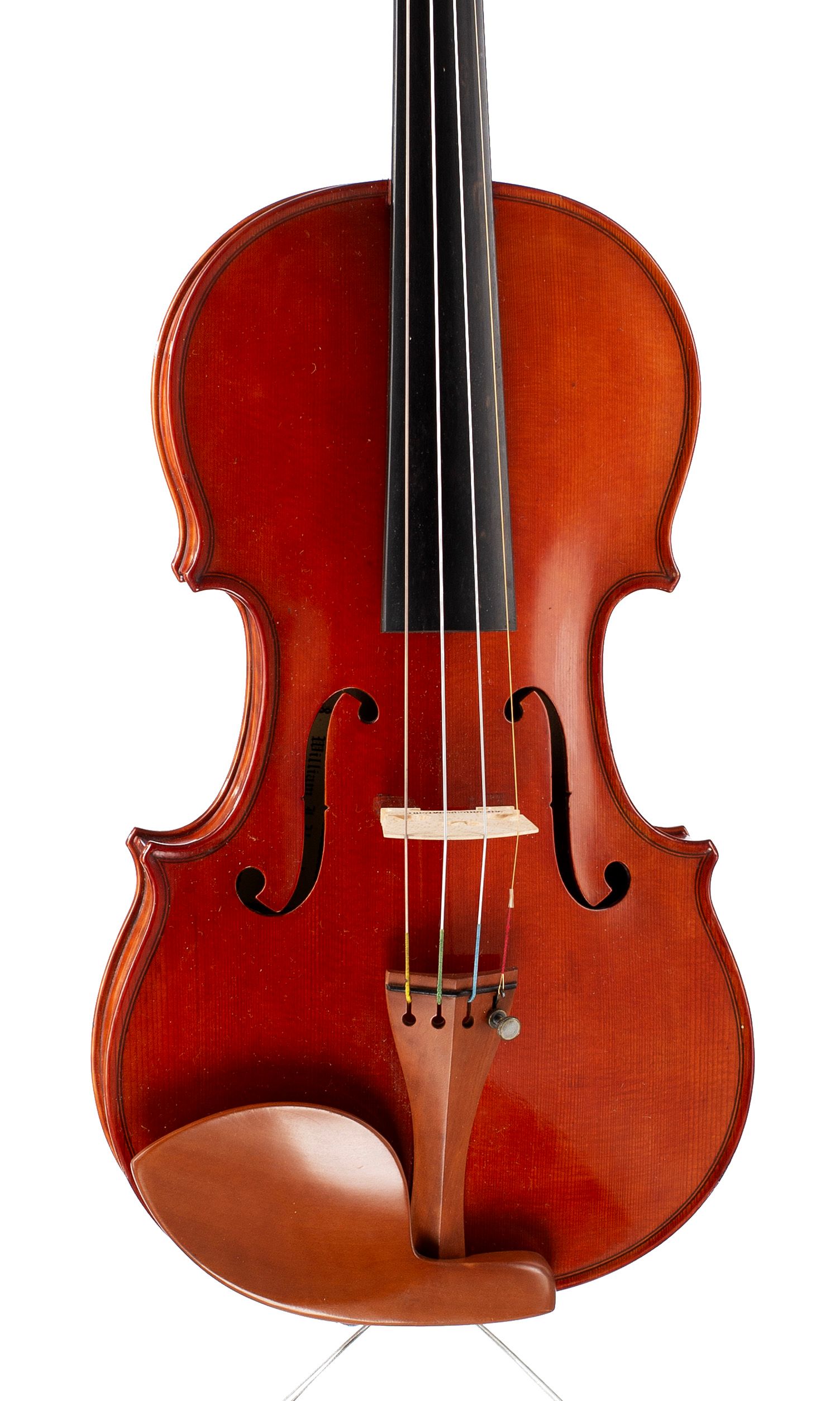 Violin by William J. Huggler, New York, 1991 — angled view, 10°