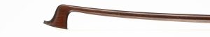 A nickel-mounted violin bow by Louis Bazin, Mirecourt, 1925 — head and frog
