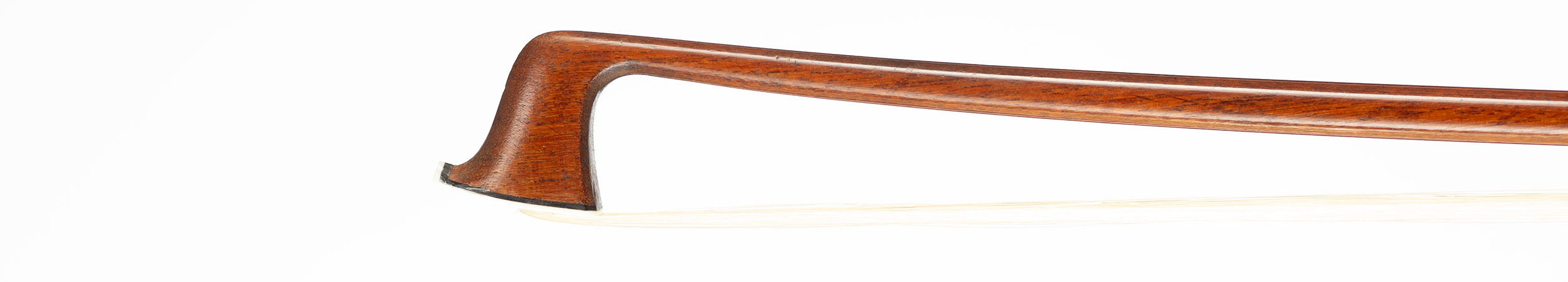 A nickel-mounted violin bow by Louis Morizot freres, Mirecourt, 1955 — head
