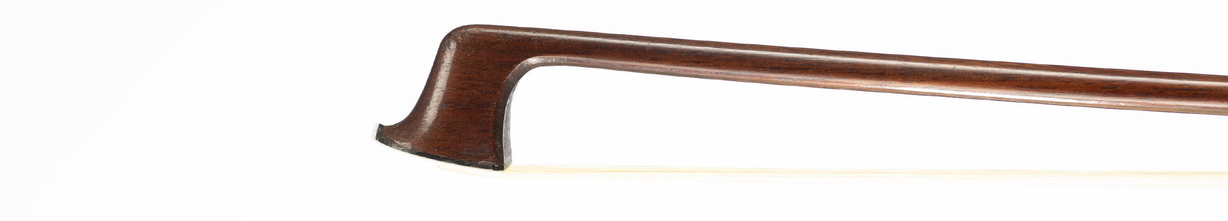 A nickel-mounted violin bow by Nicolas Maline, Mirecourt, 19th Century — head