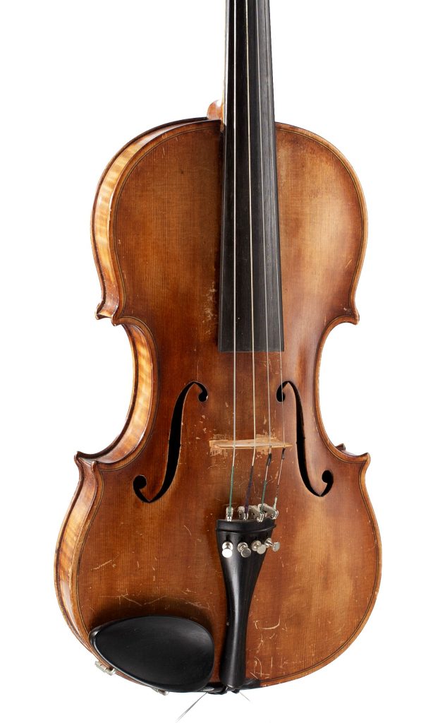 A violin by Sillem Benecke, Stockholm, 1880 — angled view, 20°