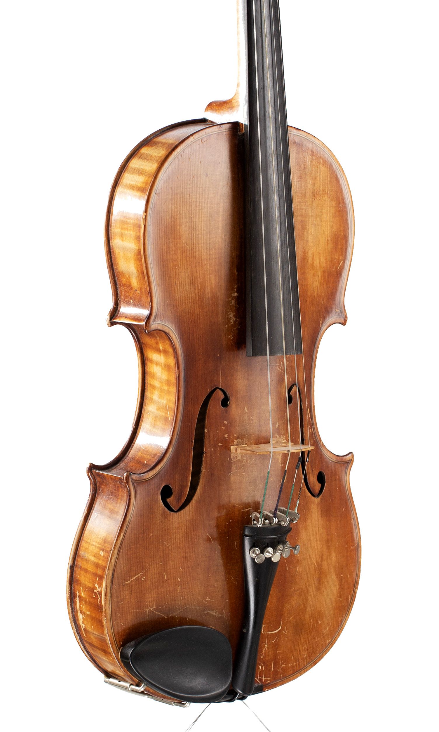 A violin by Sillem Benecke, Stockholm, 1880 — angled view, 40°