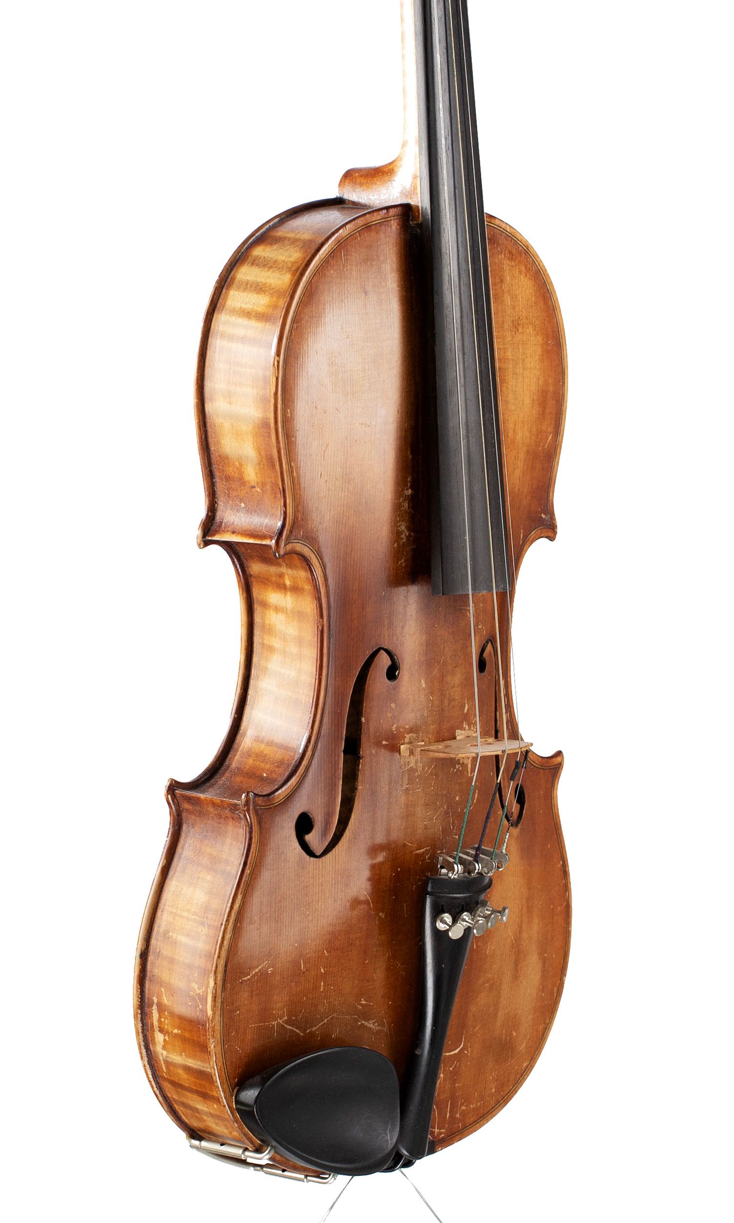 A violin by Sillem Benecke, Stockholm, 1880 — angled view, 50°