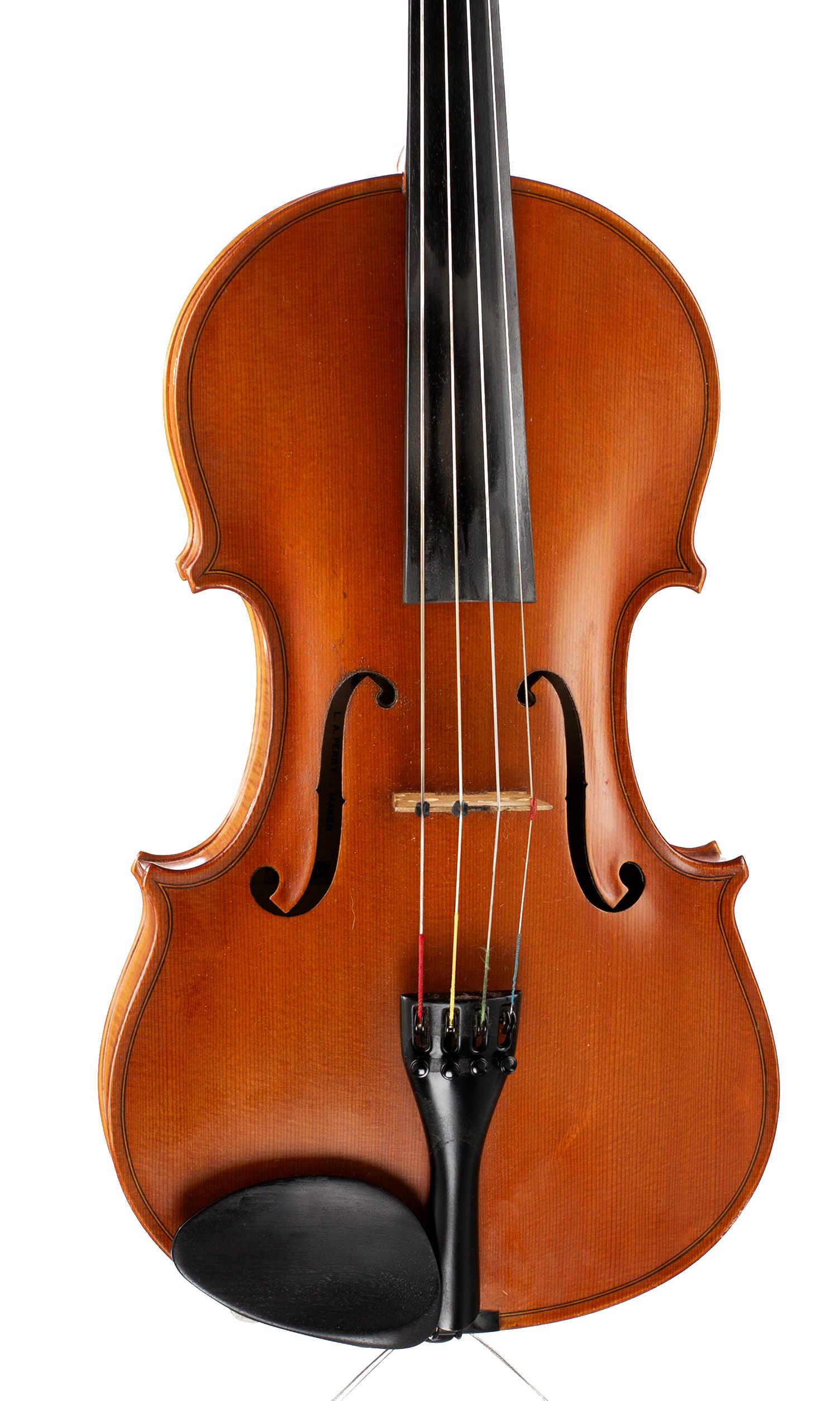 Viola by L. A. Perry, Wolverhampton, 1974 — angled view, 10°