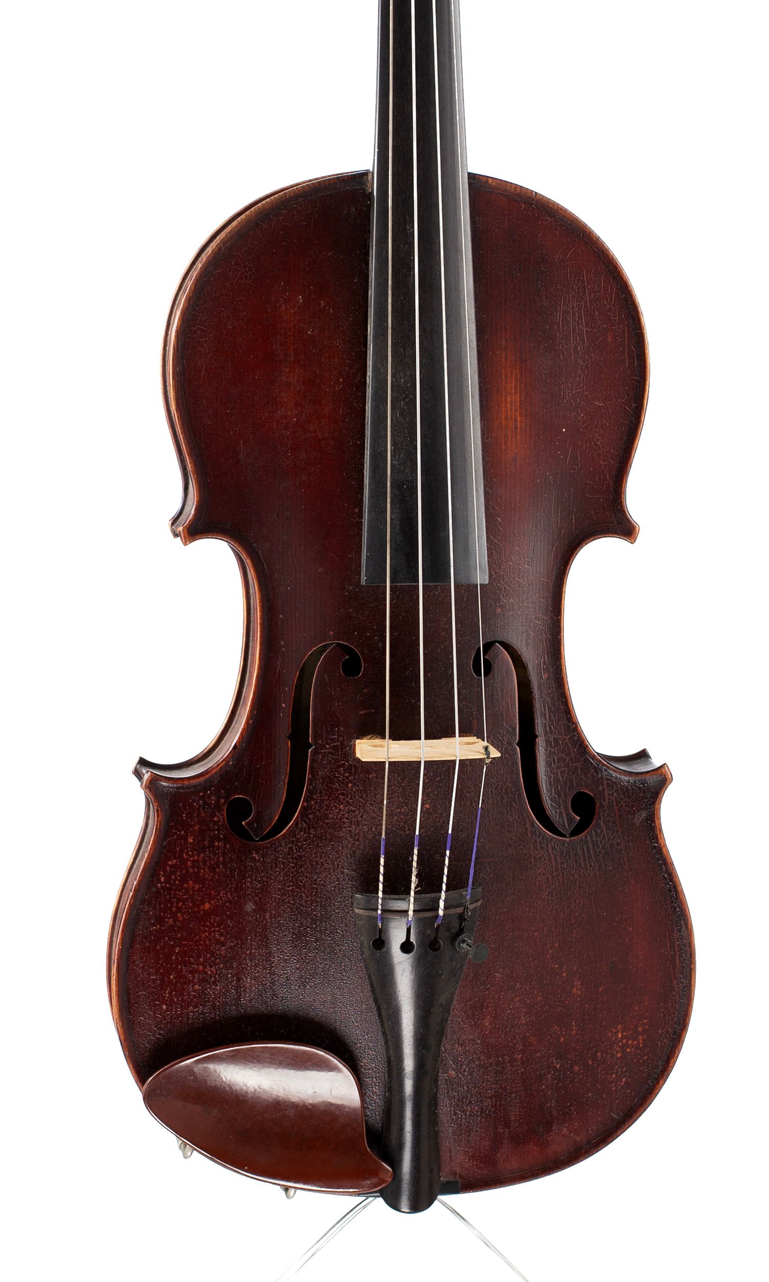 Violin by Frederick William Chanot, London, 1895 — angled view, 10°