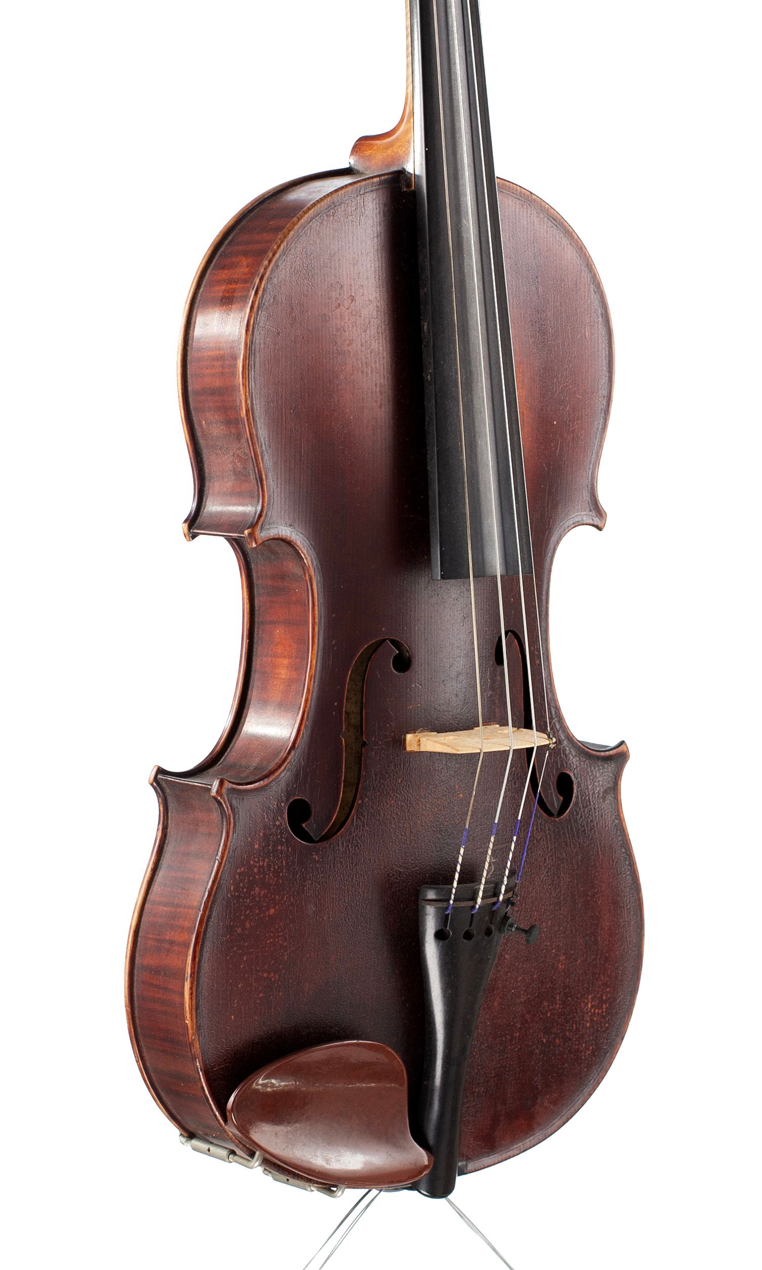 Violin by Frederick William Chanot, London, 1895 — angled view, 40°