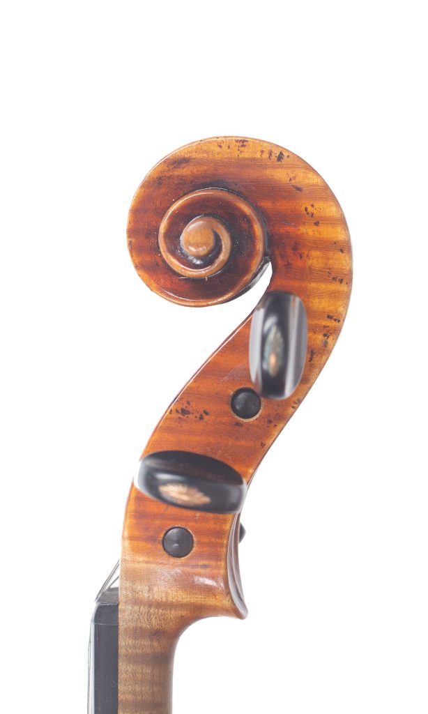 Violin, Workshop of Louis Dolling Jr, Markneukirchen, circa 1900 — scroll