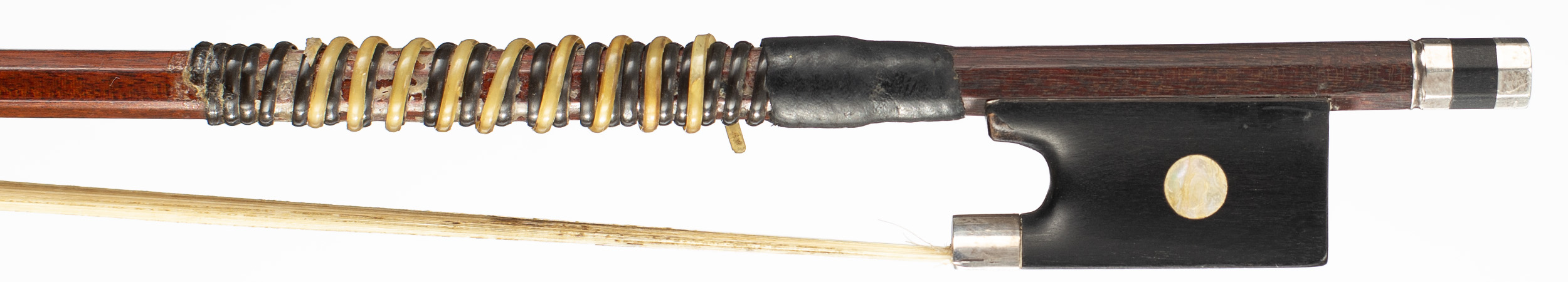 A silver-mounted violin bow by a member of the Knopf Family, Germany, circa 1940 — frog