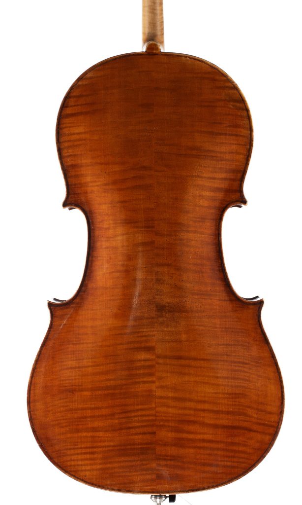 Cello, imported by Joseph Chanot, Saxony, circa 1890 — back