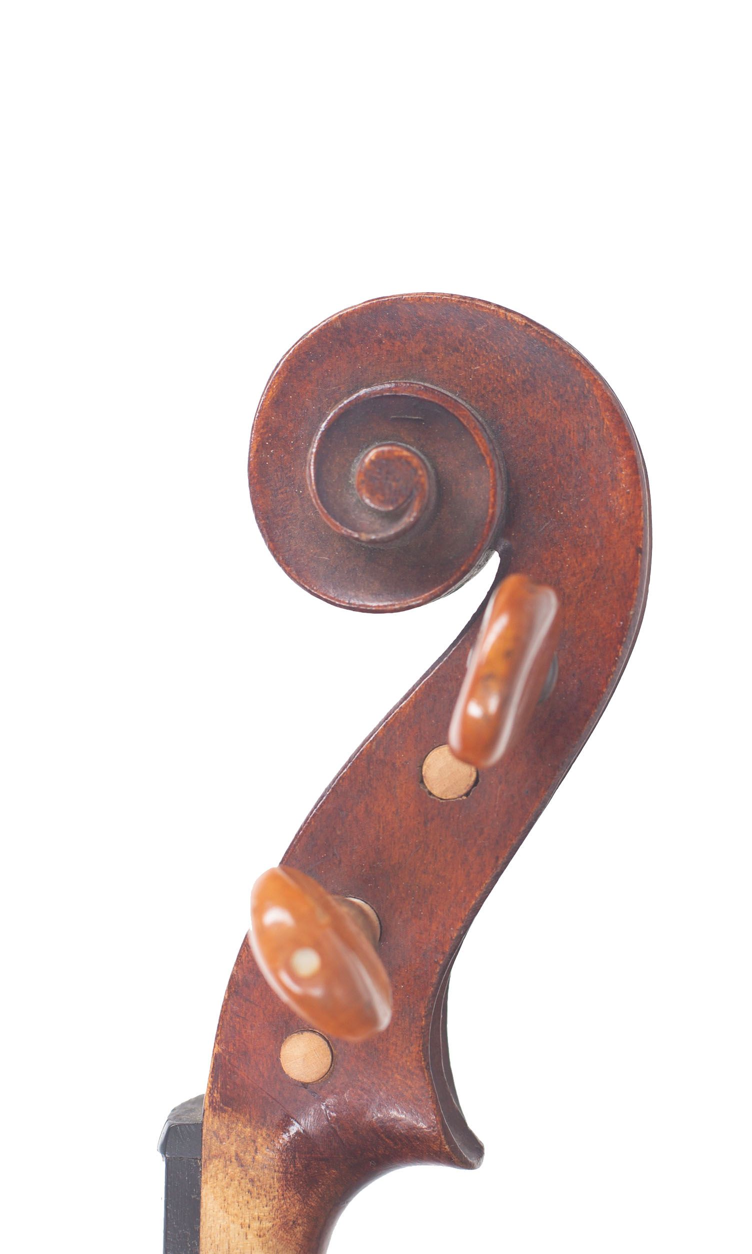 Violin, Workshop of Jérôme Thibouville-Lamy, Mirecourt, circa 1920 — scroll