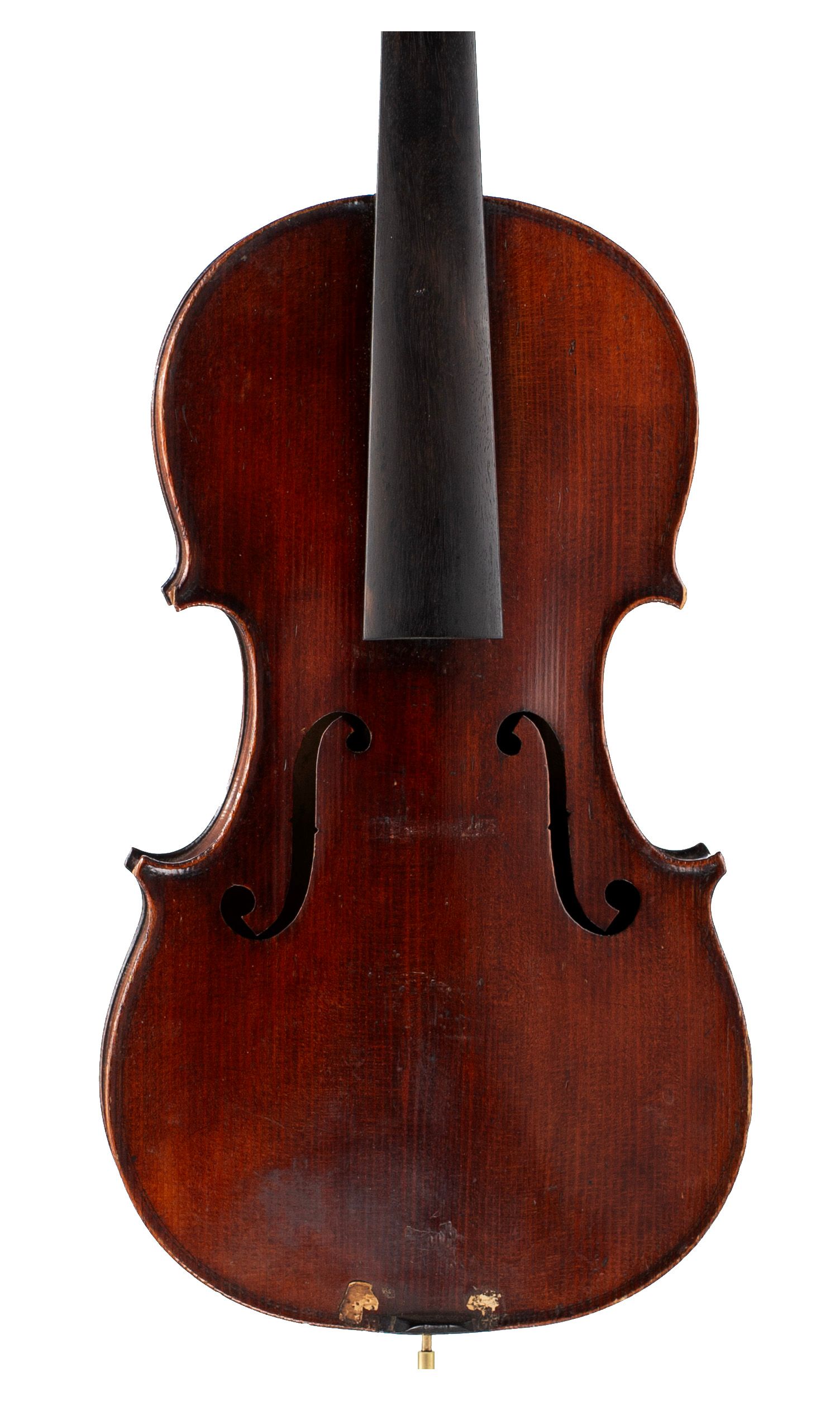 Violin, Workshop of Jérôme Thibouville-Lamy, Mirecourt, circa 1920 — angled view, 10°