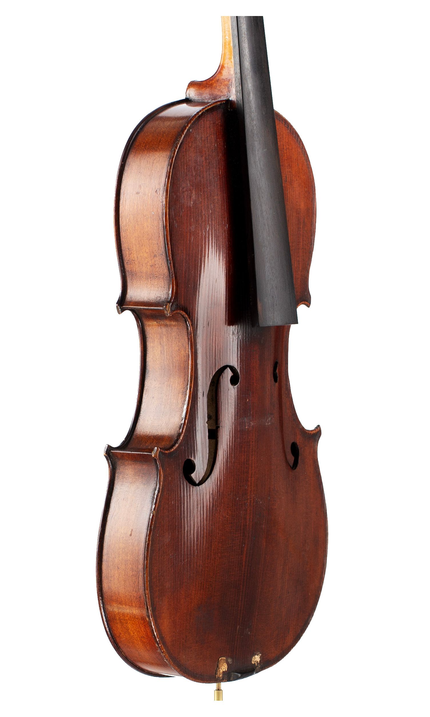 Violin, Workshop of Jérôme Thibouville-Lamy, Mirecourt, circa 1920 — angled view, 60°