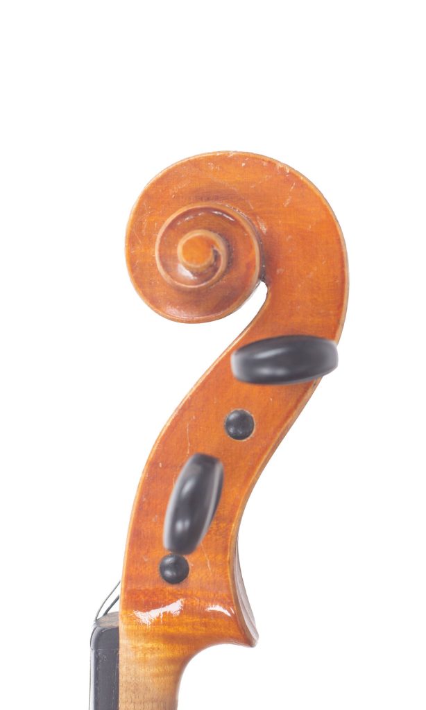 Violin, Workshop of Heinrich Th. Heberlein Jr., Markneukirchen, 1935 — scroll