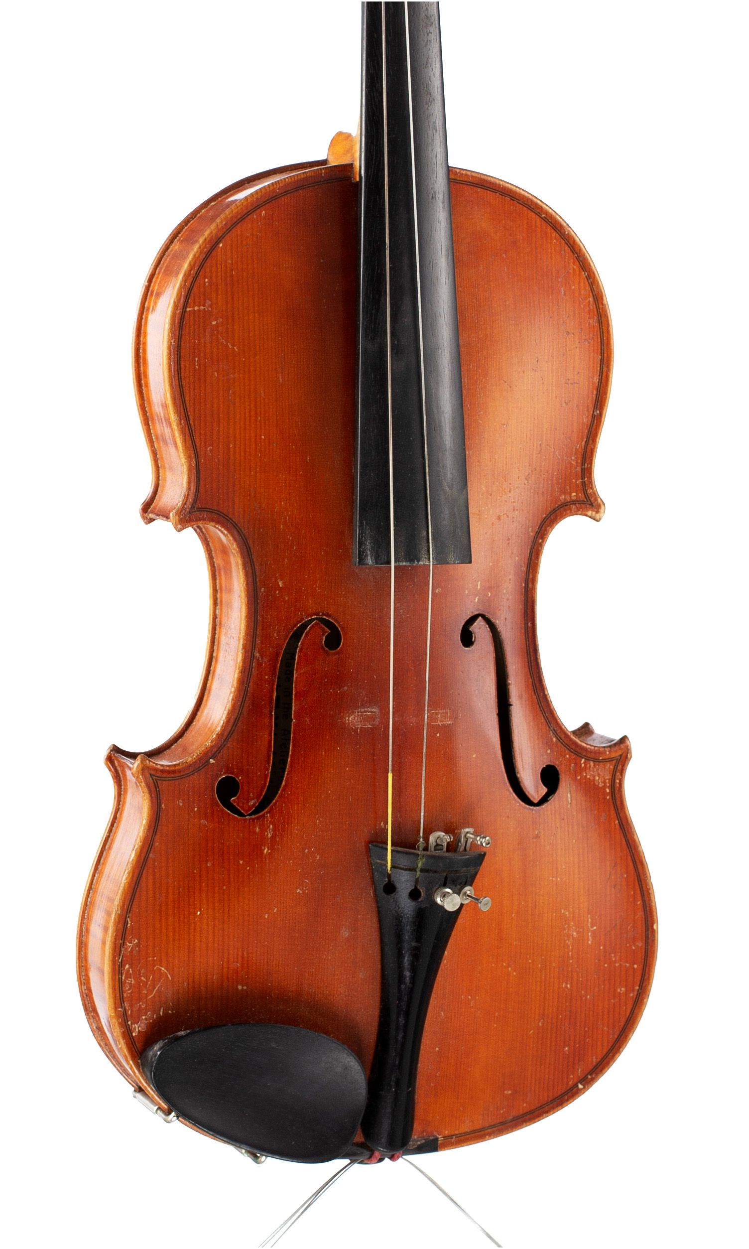 Violin, Workshop of Heinrich Th. Heberlein Jr., Markneukirchen, 1935 — angled view, 20°